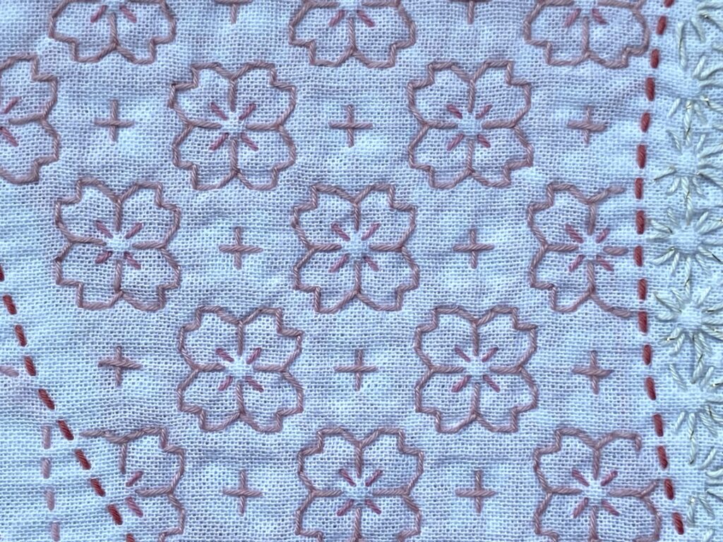 刺し子の花ふきん~合わせ模様 花手毬