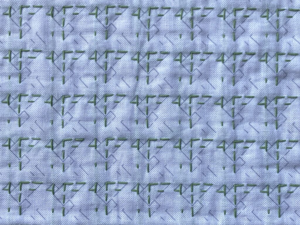 刺し子の花ふきん~小鳥