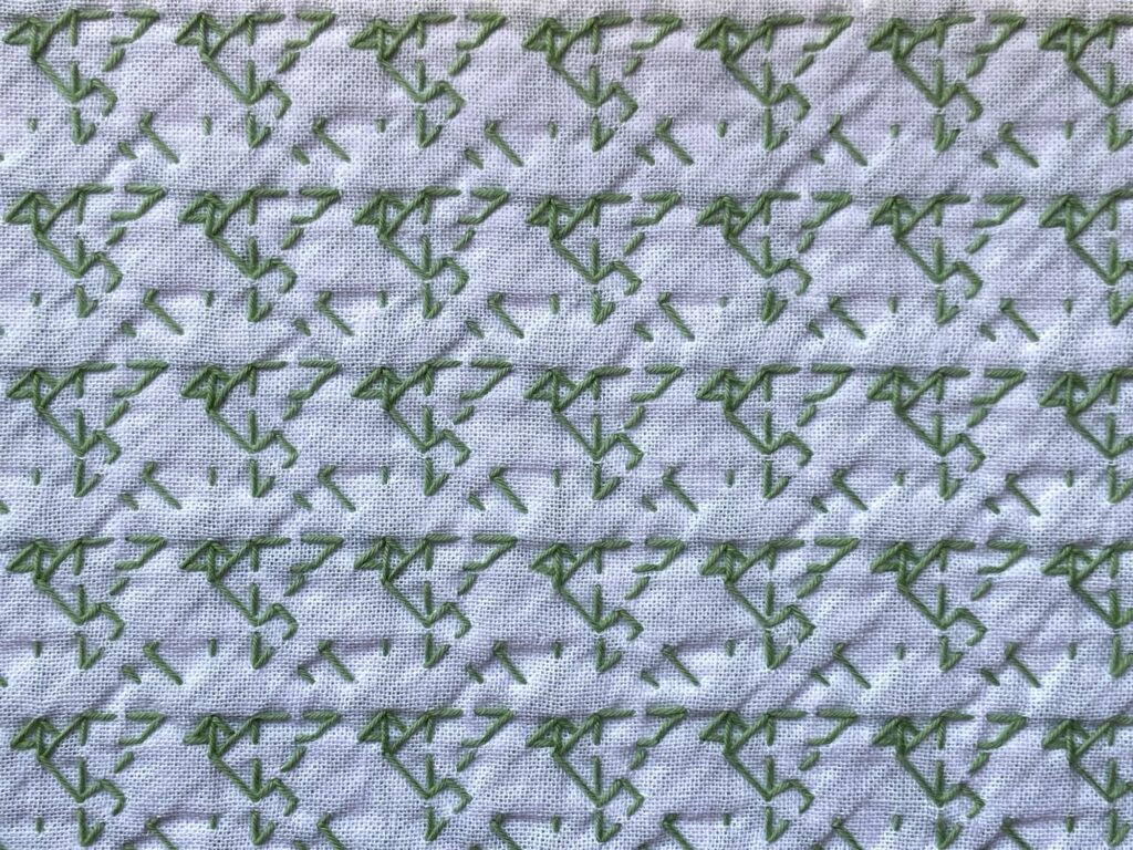 刺し子の花ふきん~小鳥