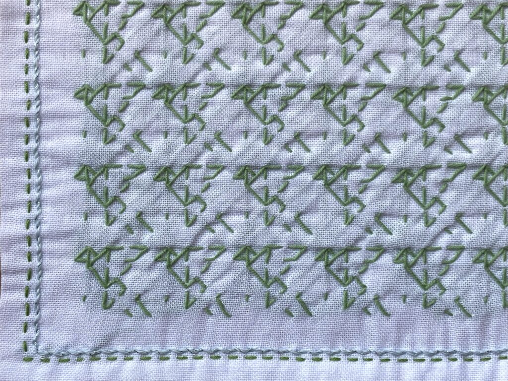 刺し子の花ふきん~小鳥