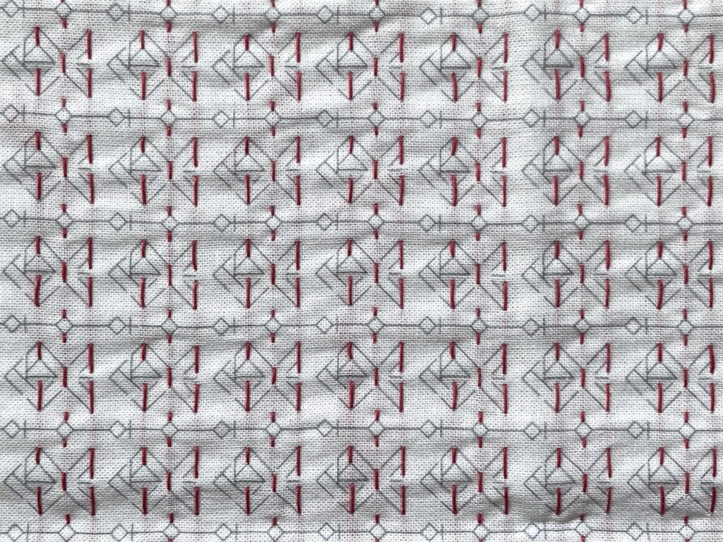 花ふきん金魚～ダルマの刺し子