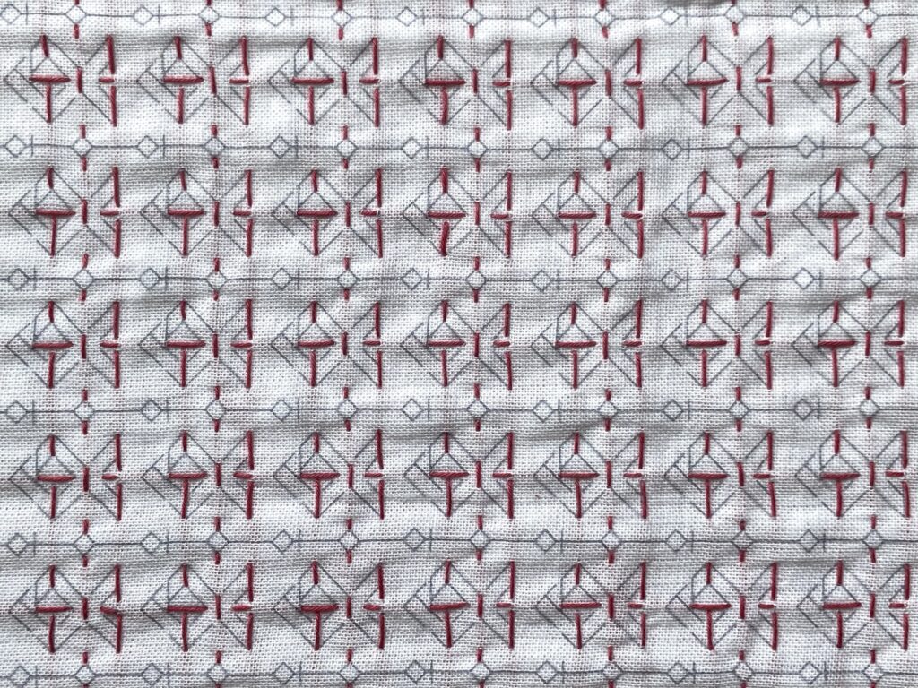 刺し子の花ふきん～金魚