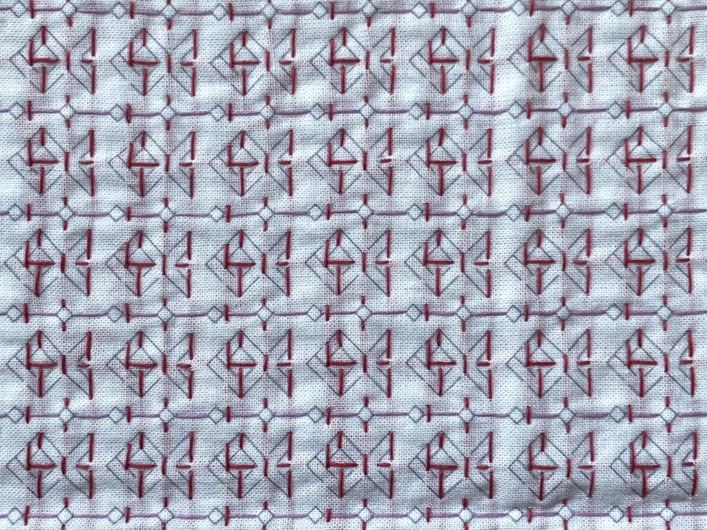 刺し子の花ふきん～金魚