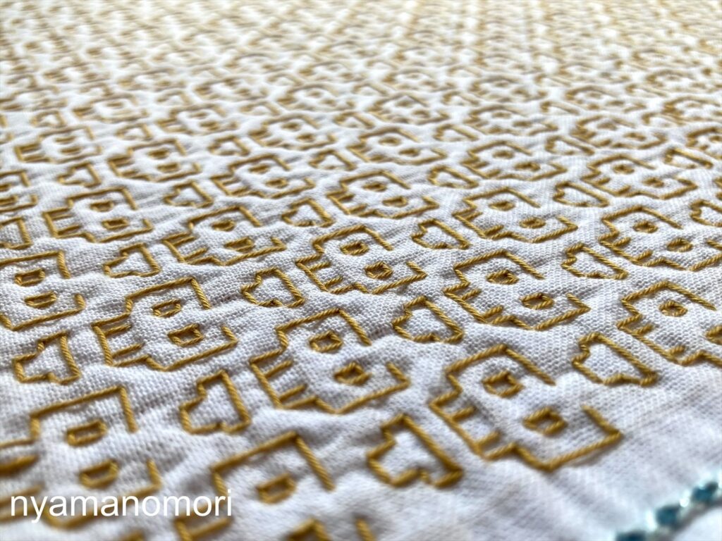 スカル~刺し子の花ふきん