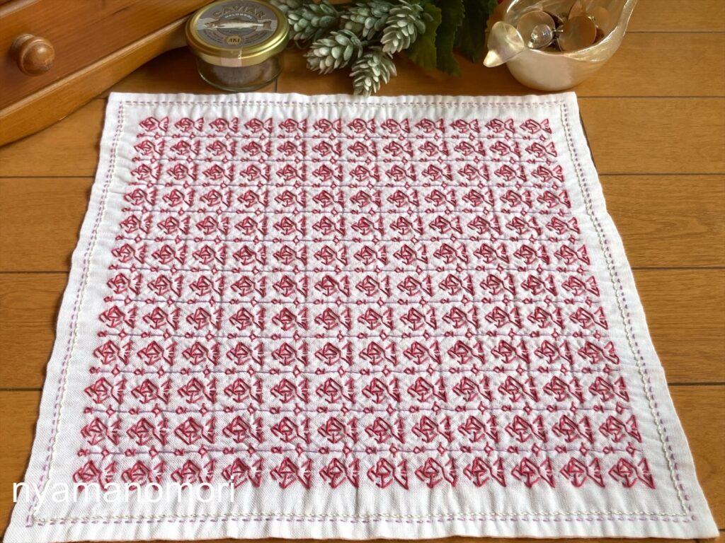 刺し子の花ふきん～金魚