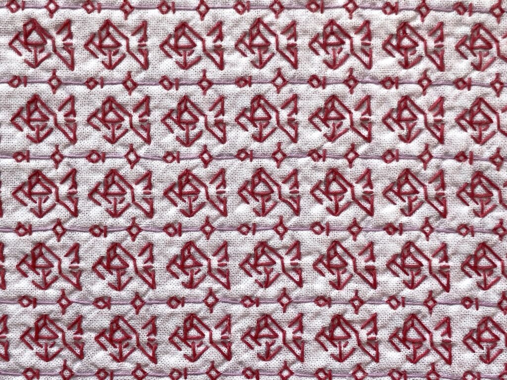 刺し子の花ふきん～金魚