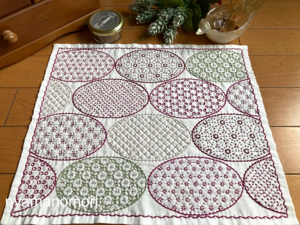 寄せ模様 円紋の花ふきん