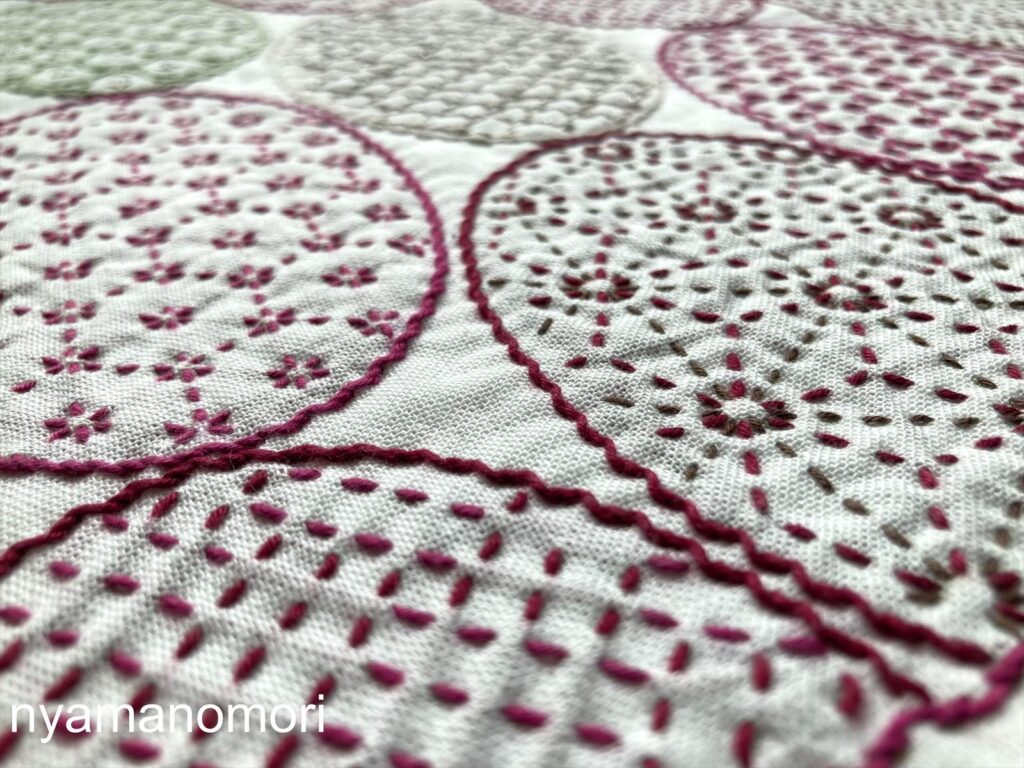 寄せ模様 円紋の花ふきん