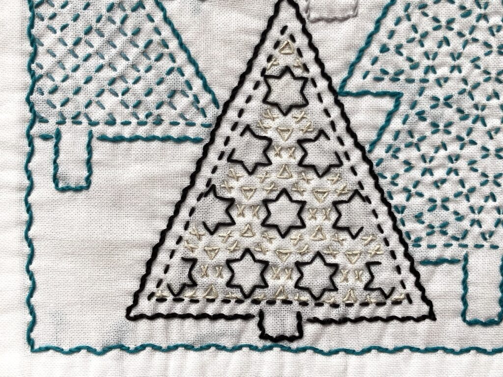 刺し子の花ふきんツリー