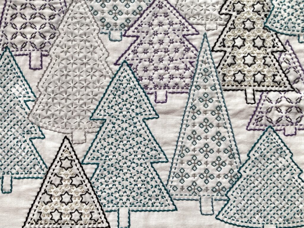 刺し子の花ふきんツリー