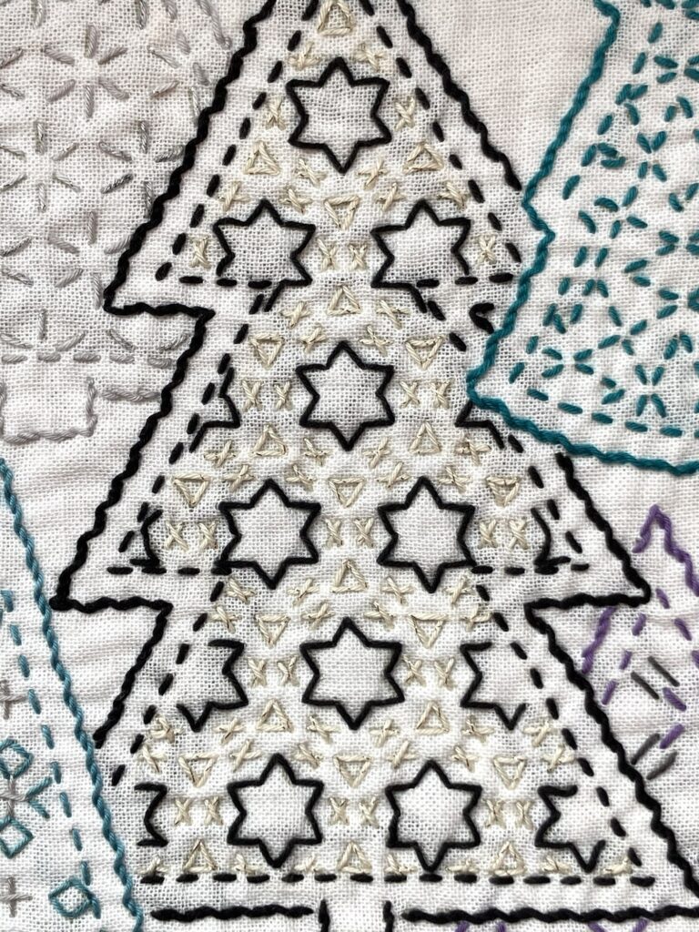 刺し子の花ふきんツリー