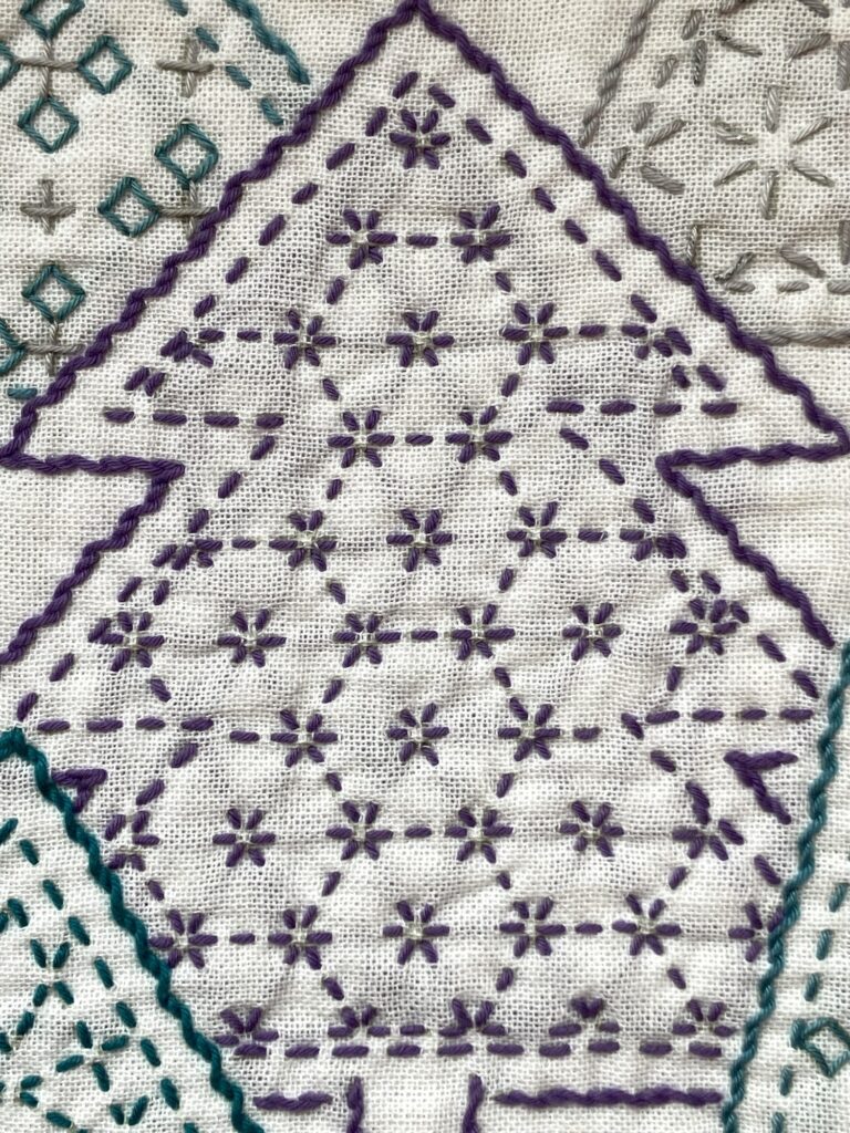 刺し子の花ふきんツリー