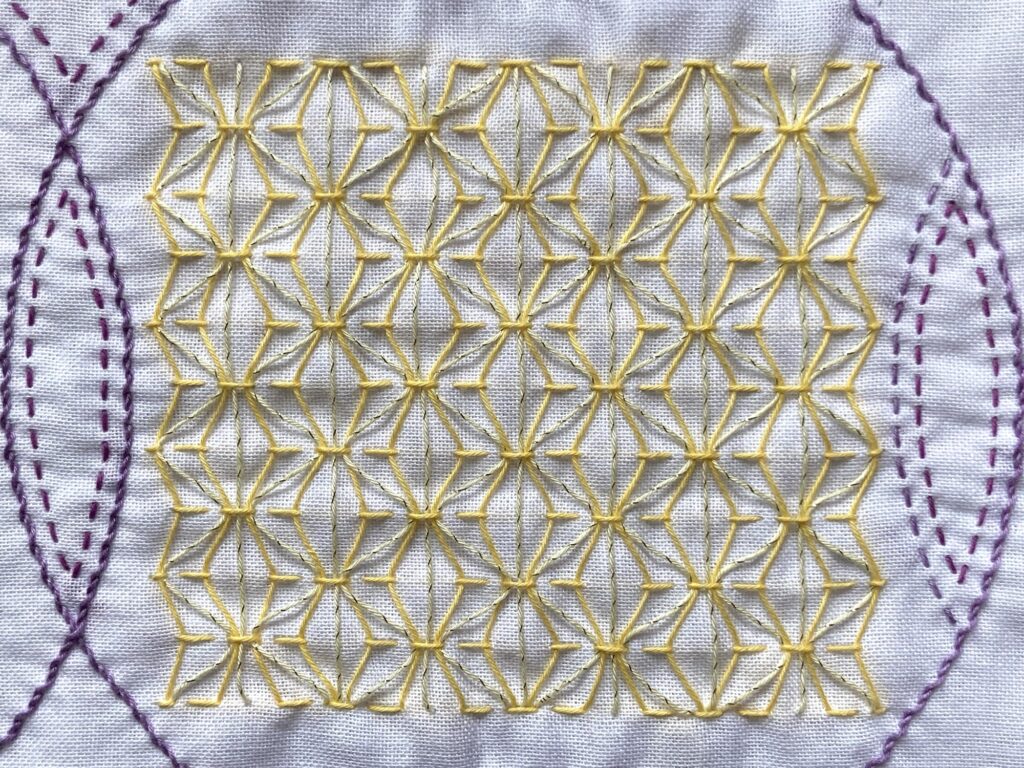 くぐり刺し～麻の葉と銭刺し