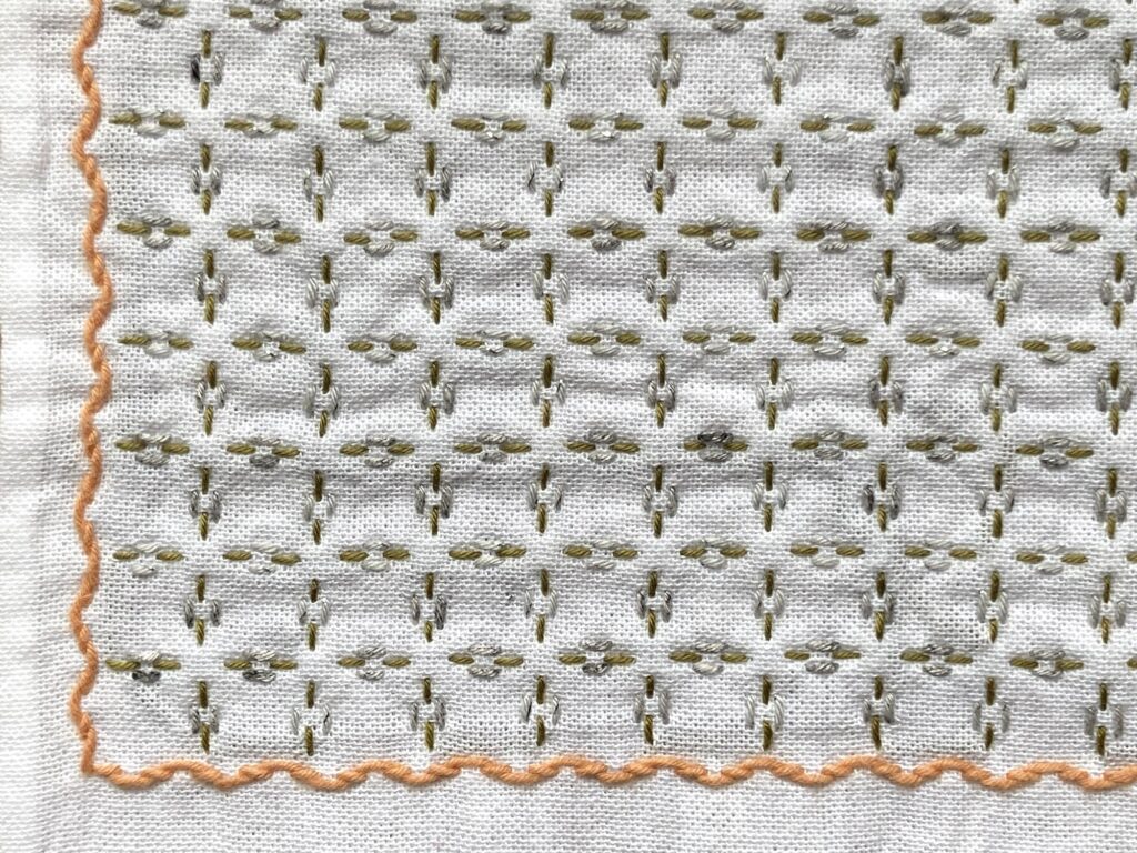 刺し子の花ふきん~方眼刺し