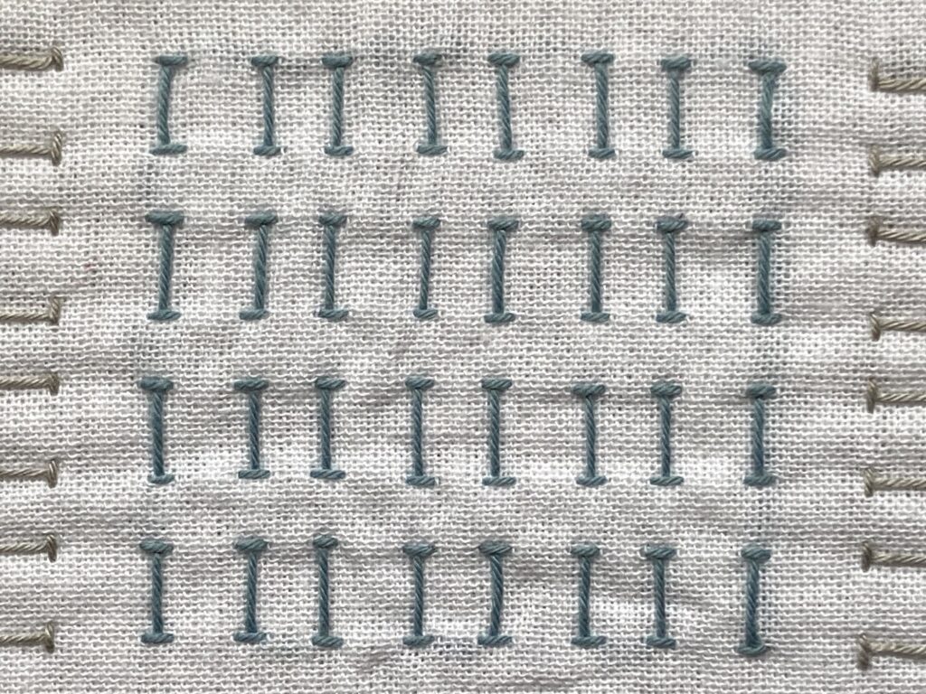 刺し子の花ふきん積み木