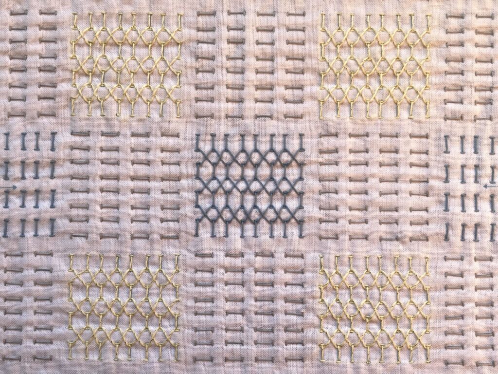 ダルマ刺し子~花ふきん積み木