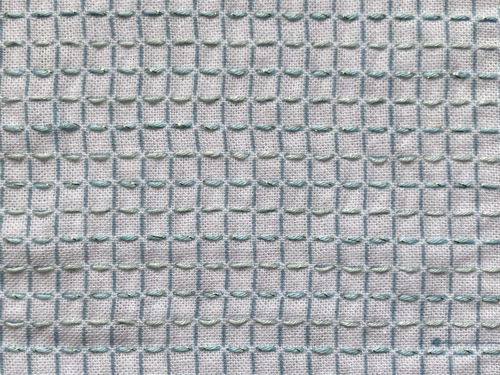 刺し子~一目格子アレンジ花ふきん