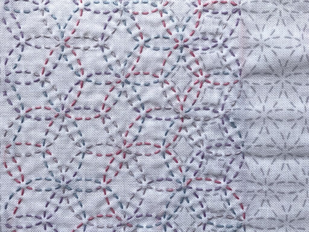 刺し子のランチョンマット 花合わせ