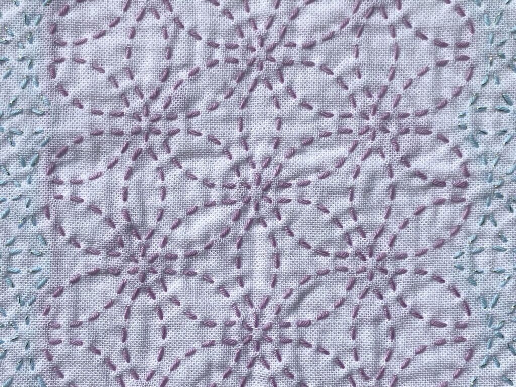 刺し子のランチョンマット 花合わせ