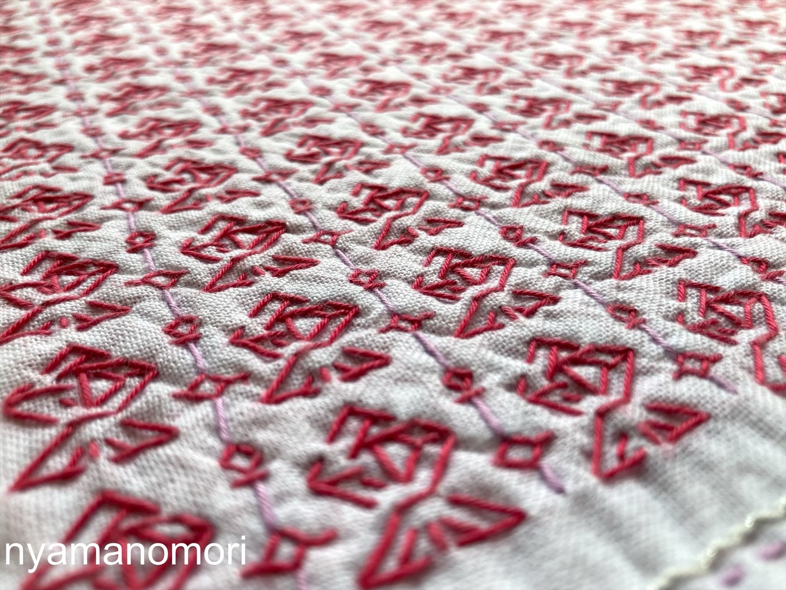 刺し子の花ふきん～金魚