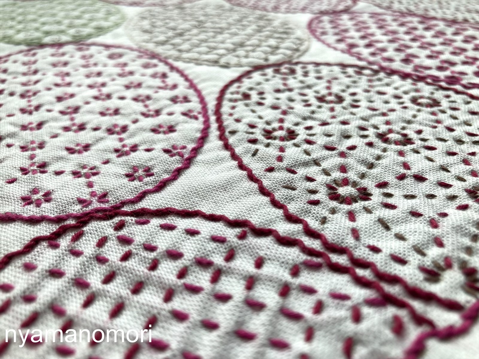 寄せ模様 円紋の花ふきん